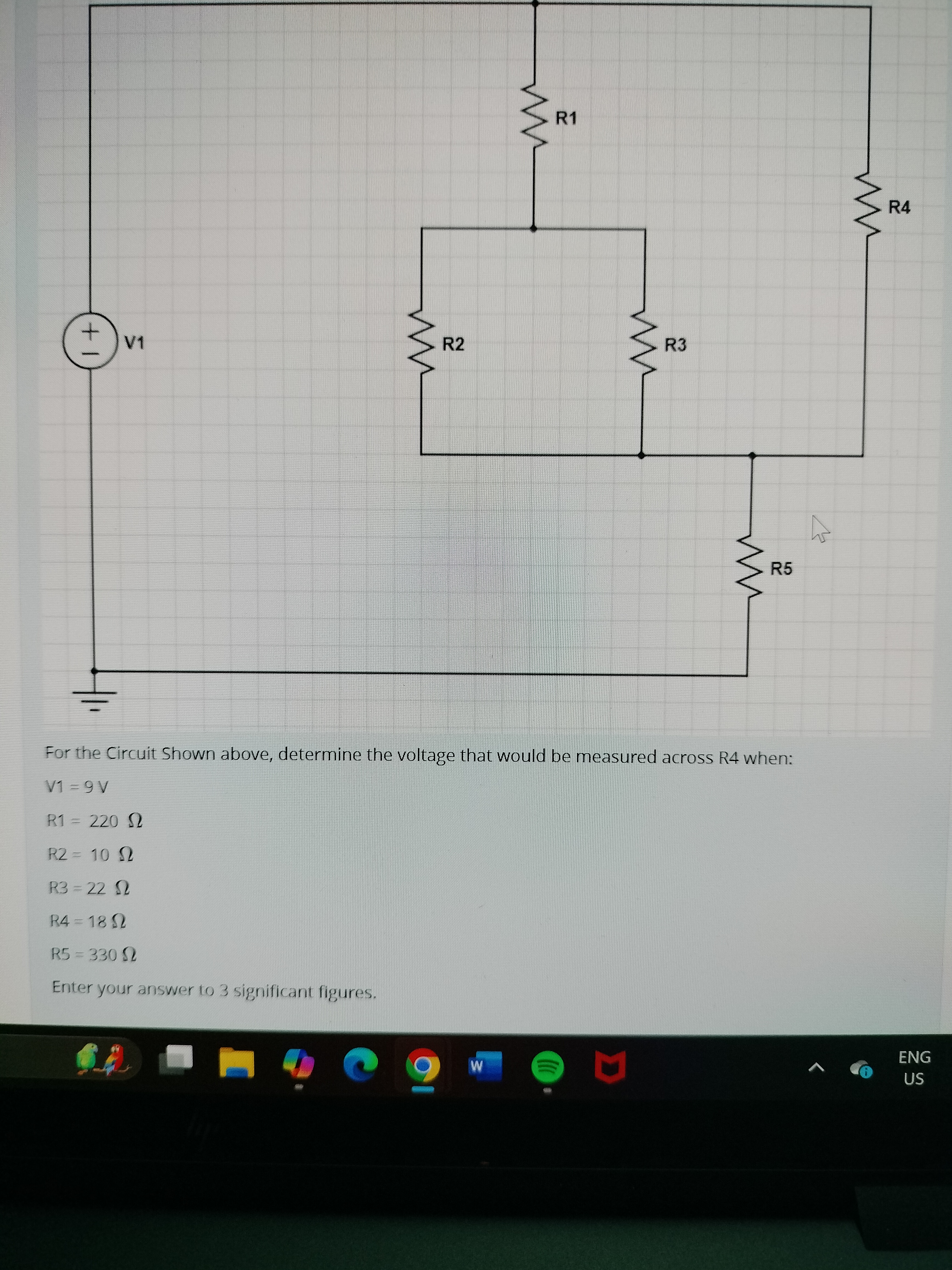 Solved For the Circuit Shown above, determine the voltage | Chegg.com