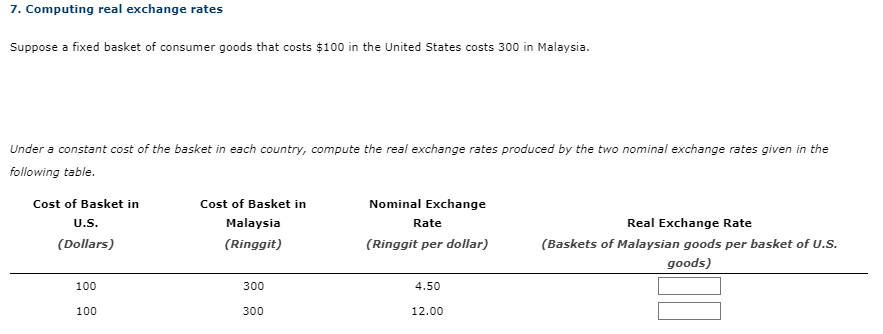 Solved 7. Computing real exchange rates Suppose a fixed | Chegg.com