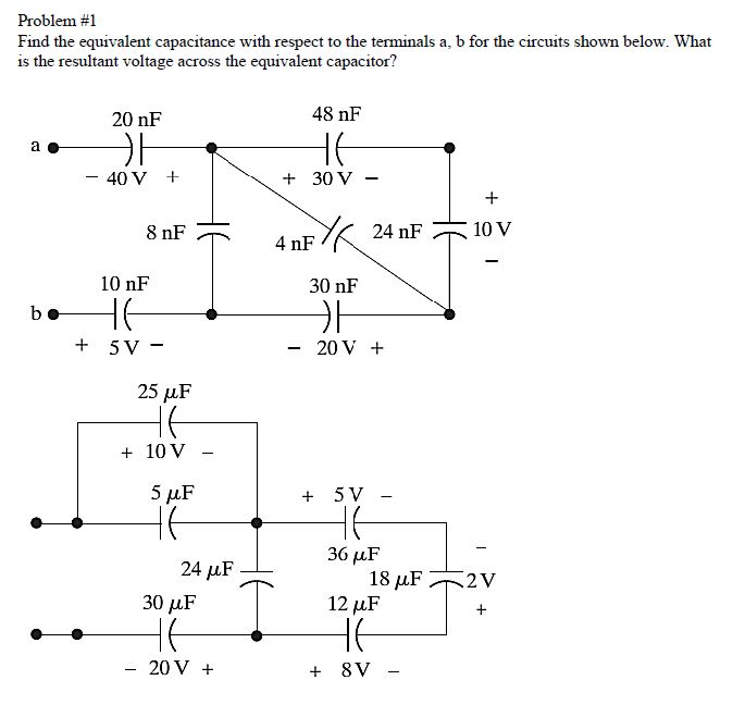 Solved Problem #1 Find the equivalent capacitance with | Chegg.com