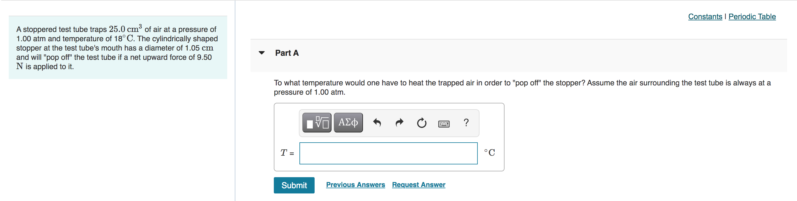 Solved Constants Periodic Table A stoppered test tube