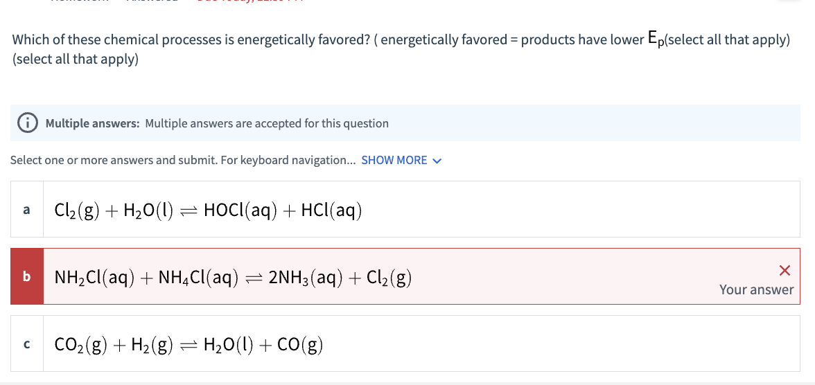 Solved Which of these chemical processes is energetically | Chegg.com