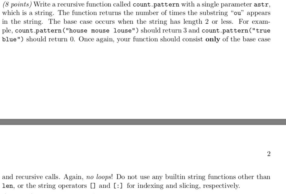 Solved (8 points) Write a recursive function called count | Chegg.com