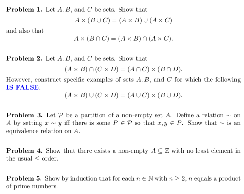 Solved Problem 1 Let A B And C Be Sets Show That A Chegg Com