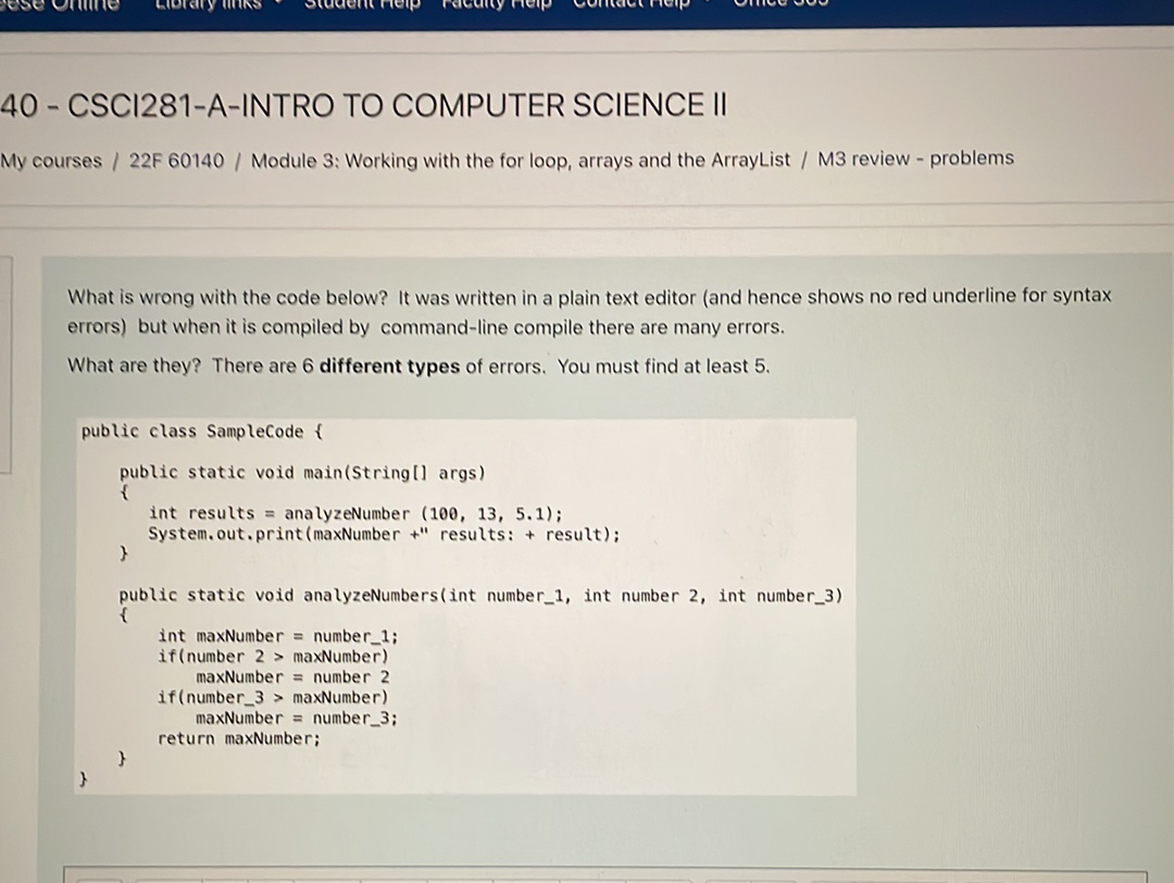 Solved What is wrong with the code below? It was written in | Chegg.com
