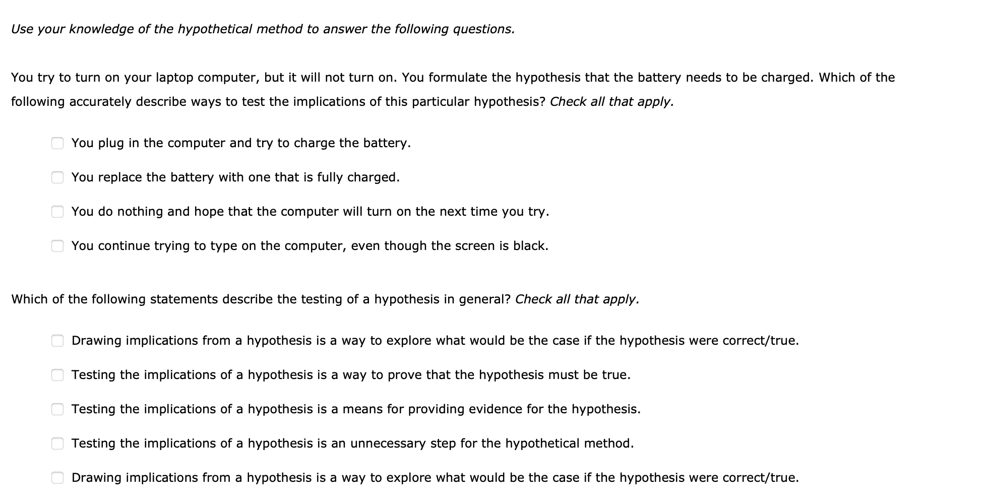 Solved Use your knowledge of the hypothetical method to | Chegg.com