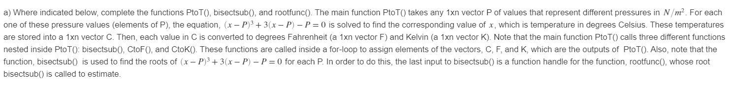 Solved a) Where indicated below, complete the functions | Chegg.com