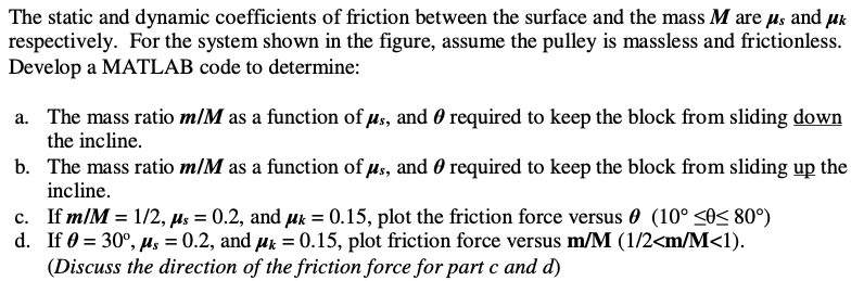Solved The static and dynamic coefficients of friction | Chegg.com