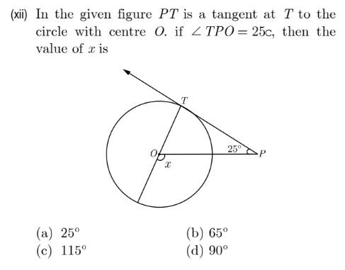 Solved (xii) ﻿In the given figure PT ﻿is a tangent at T ﻿to | Chegg.com