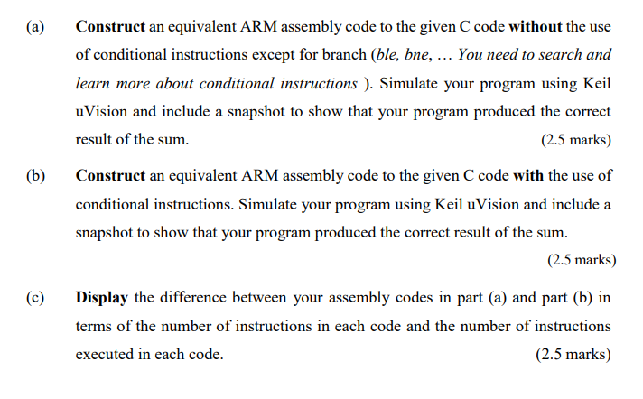 Consider the C code given below: ; // assume sum is a | Chegg.com