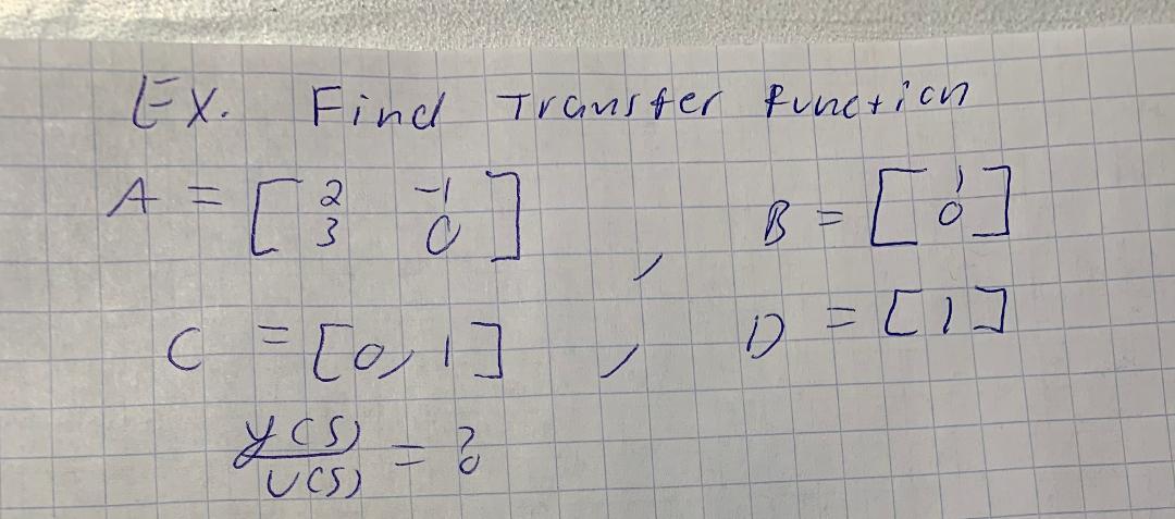 Ex Find Transfer Function A E C 0 1 Js Chegg Com