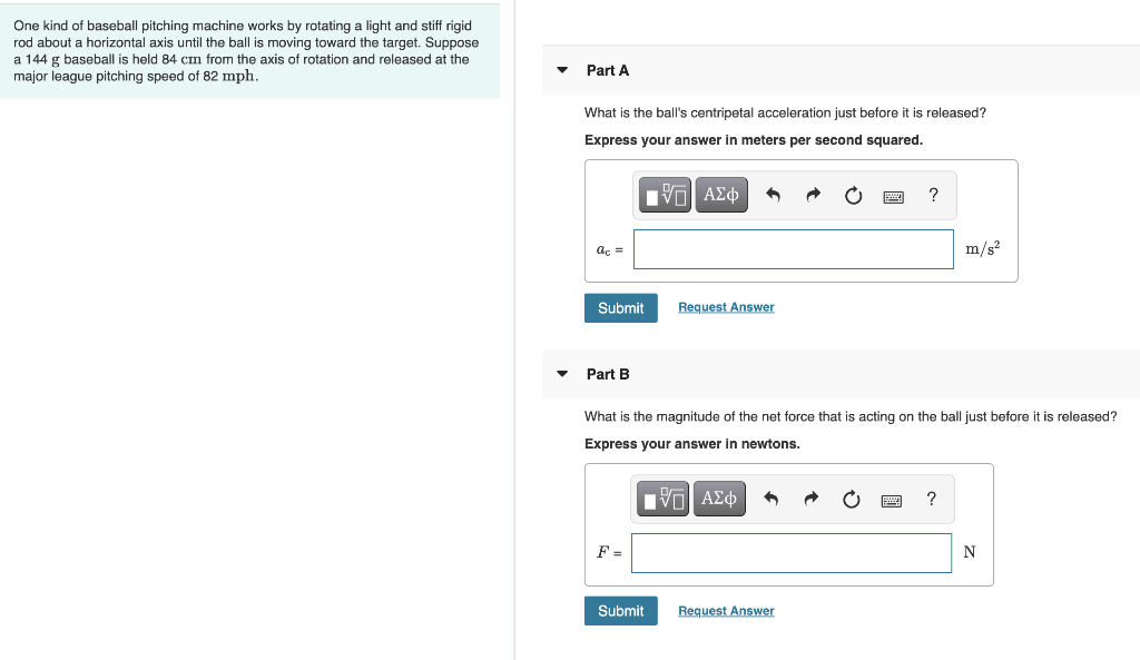 Solved One kind of baseball pitching machine works by