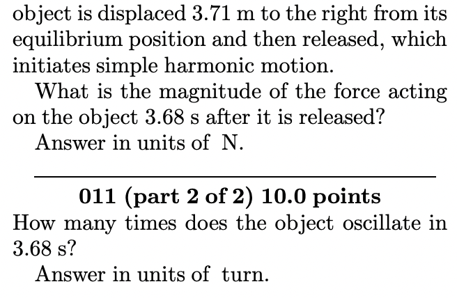 Solved 010 (part 1 of 2 ) 10.0 points A 1.97 kg object on a | Chegg.com