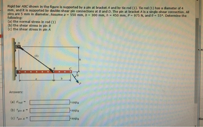 Solved Rigid bar ABC shown in the figure is supported by a | Chegg.com