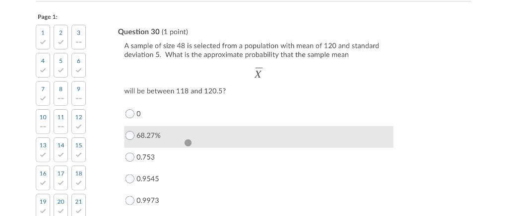 Solved Page 1: 1 2 3 Question 30 (1 point) A sample of | Chegg.com