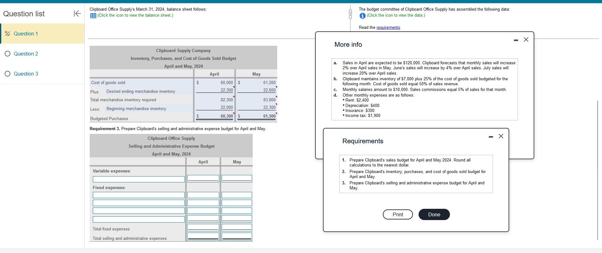 Solved Clipboard Office Supply's March 31, 2024, balance