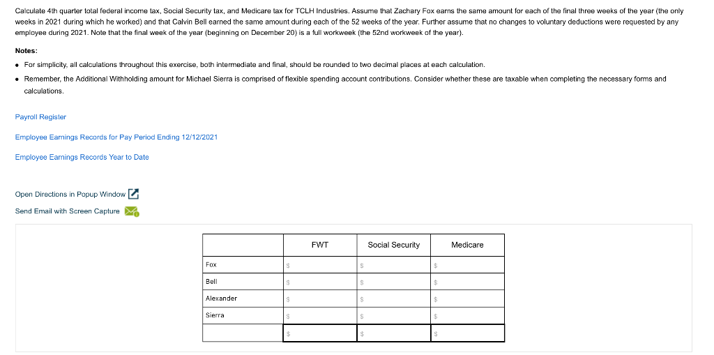 Calculate 4th quarter total federal tax,