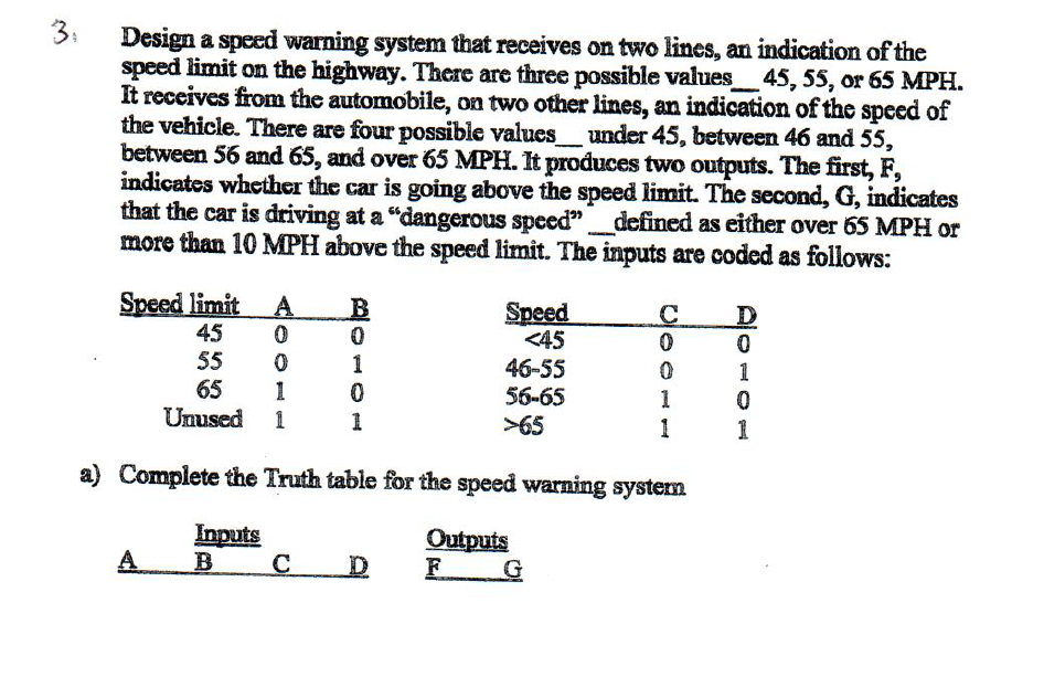 Design a speed warning system that receives on two | Chegg.com