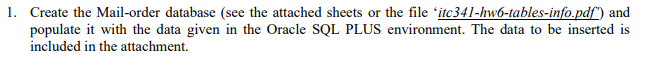 Solved 1. Create the Mail-order database (see the attached | Chegg.com