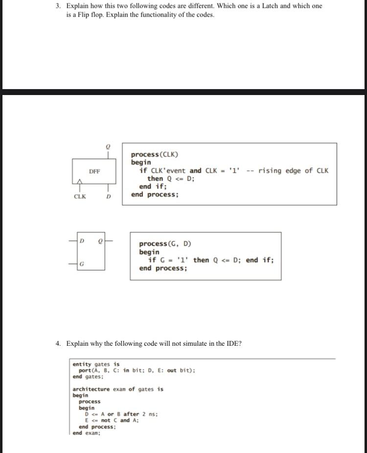 Solved 3. Explain How This Two Following Codes Are | Chegg.com