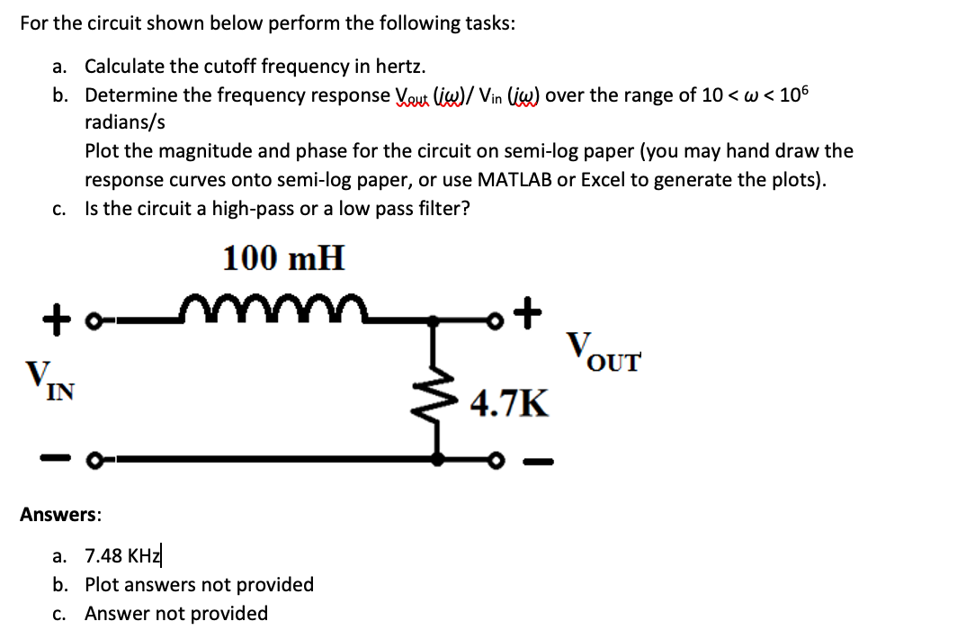 Solved For The Circuit Shown Below Perform The Following | Chegg.com