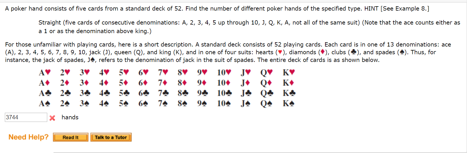 a poker hand is dealt find the chance