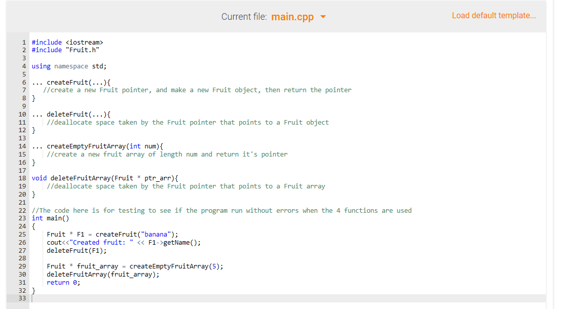Solved You're given a Fruit class with a single string | Chegg.com