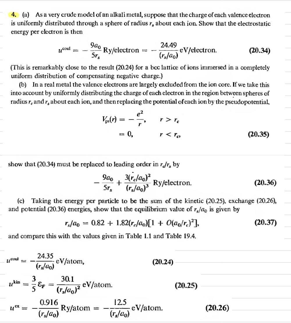 Solved 4. (a) As a very crude model of an alkali metal, | Chegg.com