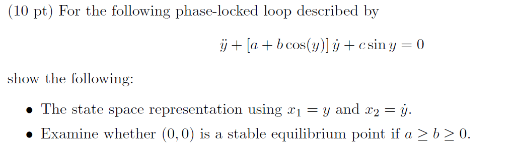 Solved 10 Pt For The Following Phase Locked Loop Descri Chegg Com