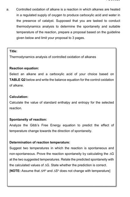a. Controlled oxidation of alkane is a reaction in | Chegg.com