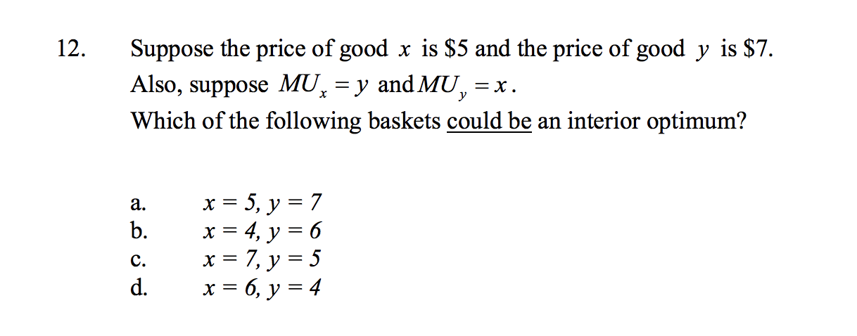 Solved 12 Suppose The Price Of Good X Is 5 And The Price Chegg Solved 12 Suppose The Price Of Good X Is 5 And The Price Chegg