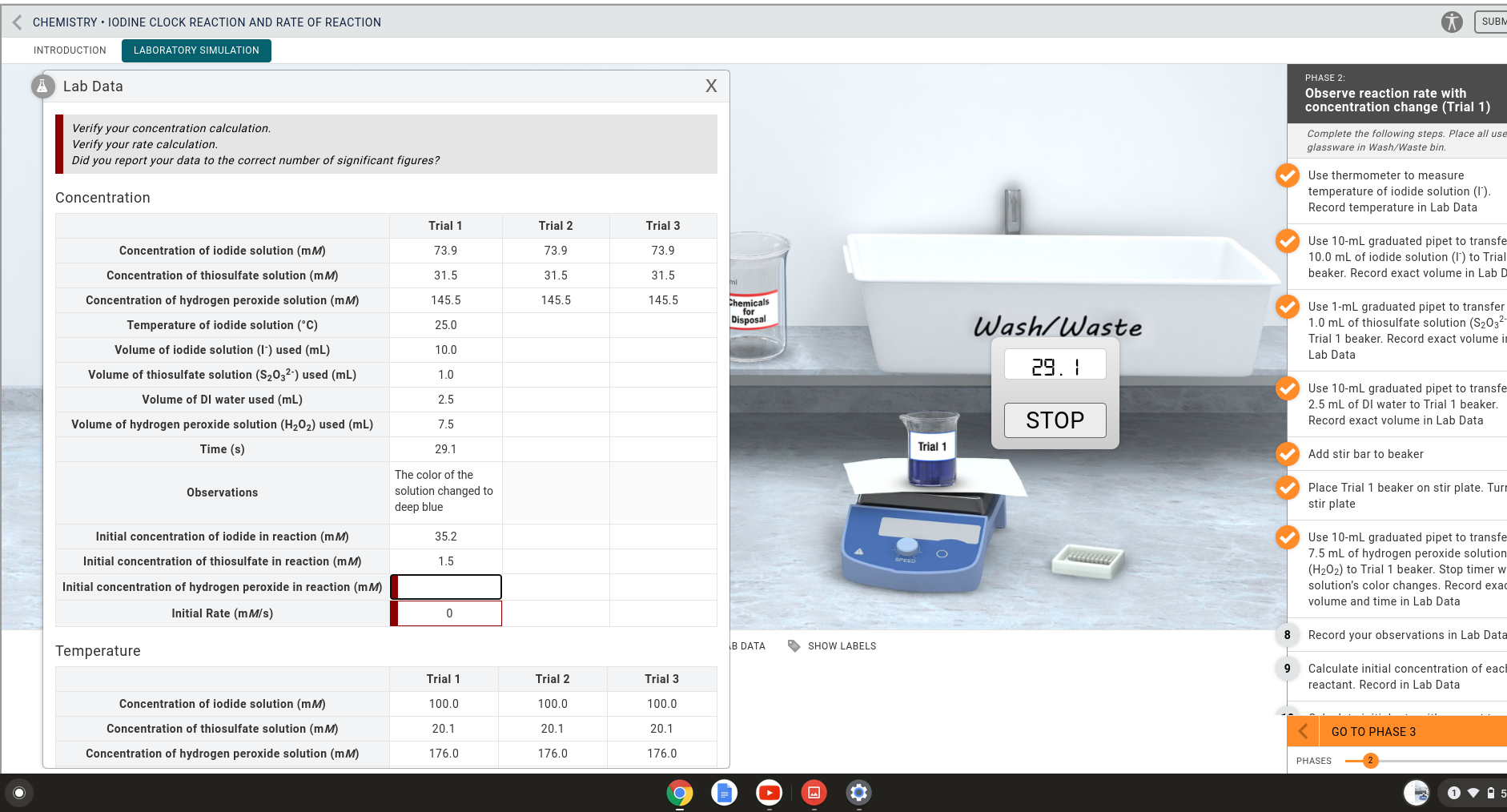 Solved CHEMISTRY IODINE CLOCK REACTION AND RATE OF REACTION
