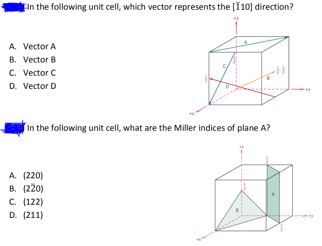 Solved In the following unit cell, which vector represents | Chegg.com