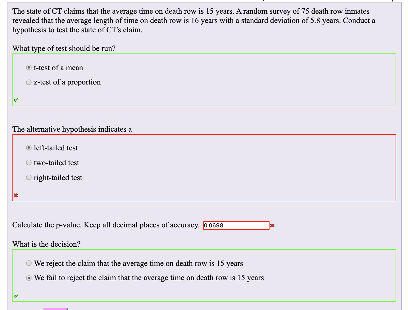 Solved The state of CT claims that the average time on death