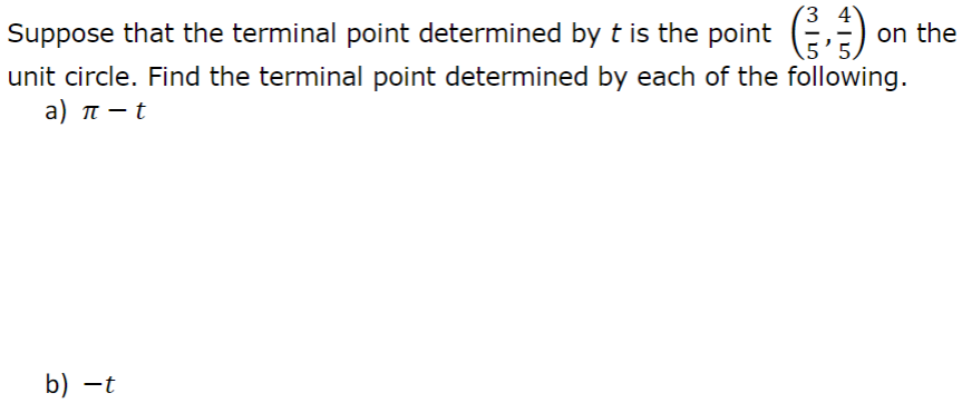 Solved On The Suppose That The Terminal Point Determined By | Chegg.com