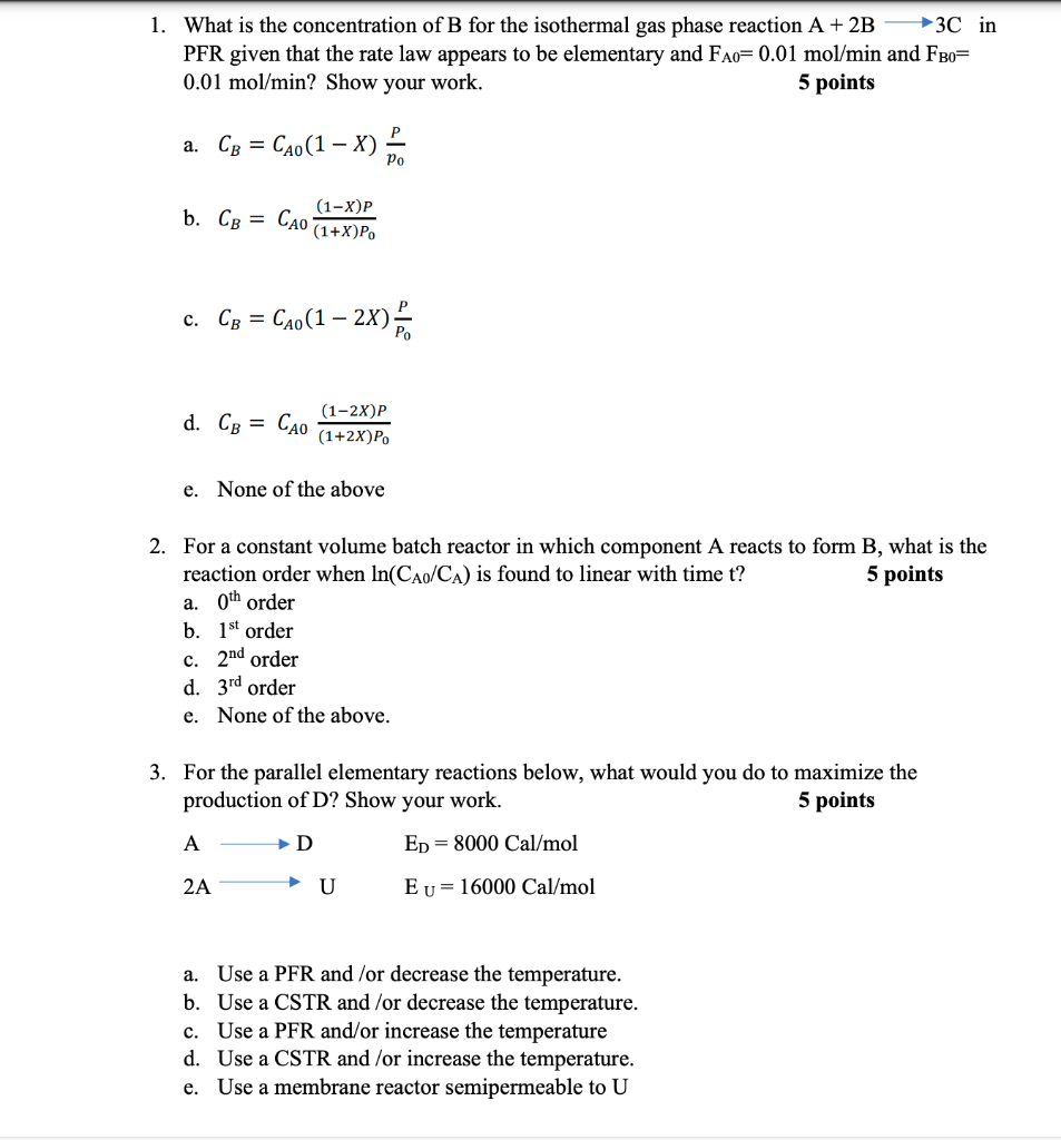 Solved 1. What Is The Concentration Of B For The Isothermal | Chegg.com