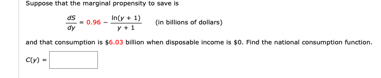Solved Suppose that the marginal propensity to save is ds = | Chegg.com