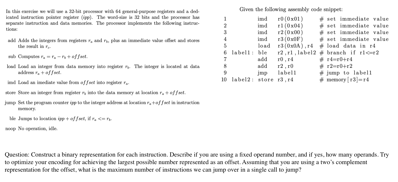 Solved Given the following assembly code snippet: In this | Chegg.com