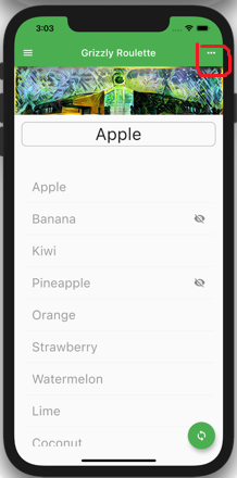 3:03
III
Grizzly Roulette
Apple
Apple
Banana
Kiwi
Pineapple
Orange
Strawberry
Watermelon
Lime
Coconut
