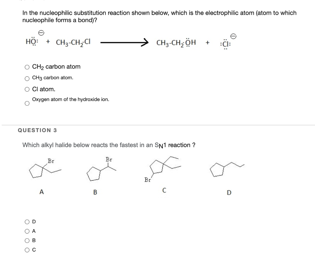 Solved In the nucleophilic substitution reaction shown | Chegg.com