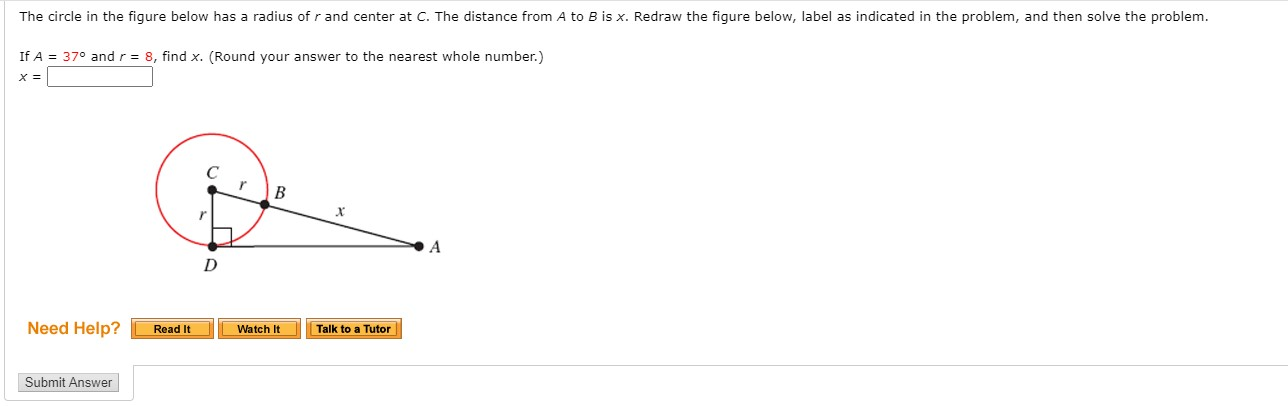 Solved The circle in the figure below has a radius of r and | Chegg.com