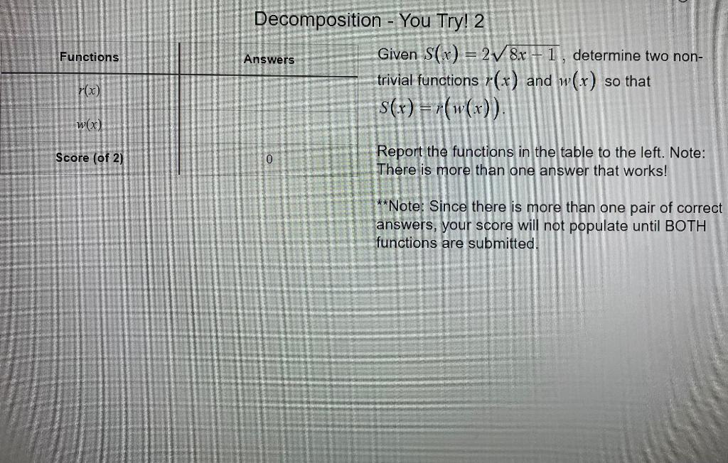 Solved Given S x 28x 1 determine two nontrivial functions