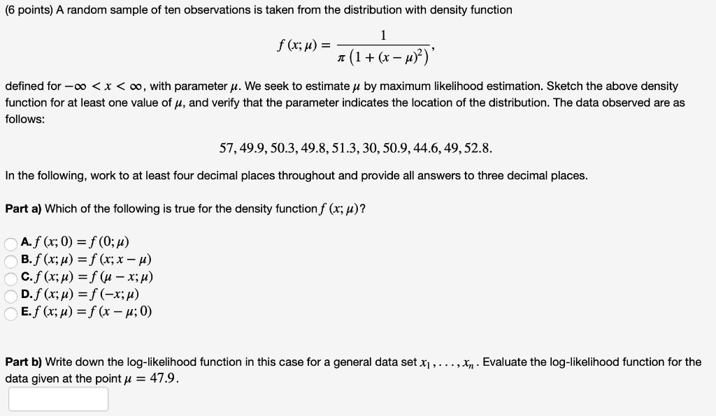 Solved Part C) For Maximum Likelihood Estimation We Seek | Chegg.com