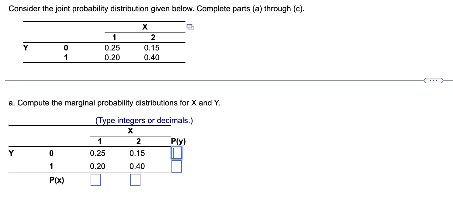 Solved Consider The Joint Probability Distribution Given | Chegg.com