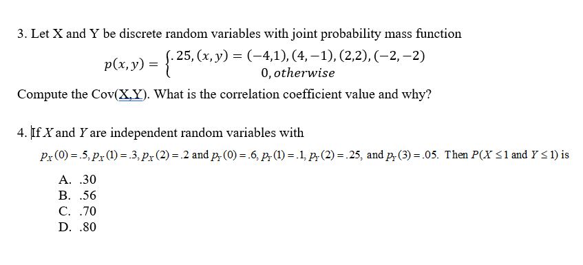 Solved 3. Let X and Y be discrete random variables with | Chegg.com