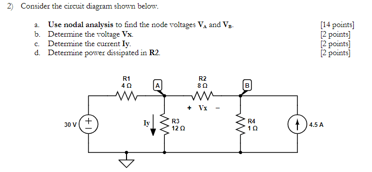 Solved 2) Consider the circuit diagram shown below. a. Use | Chegg.com