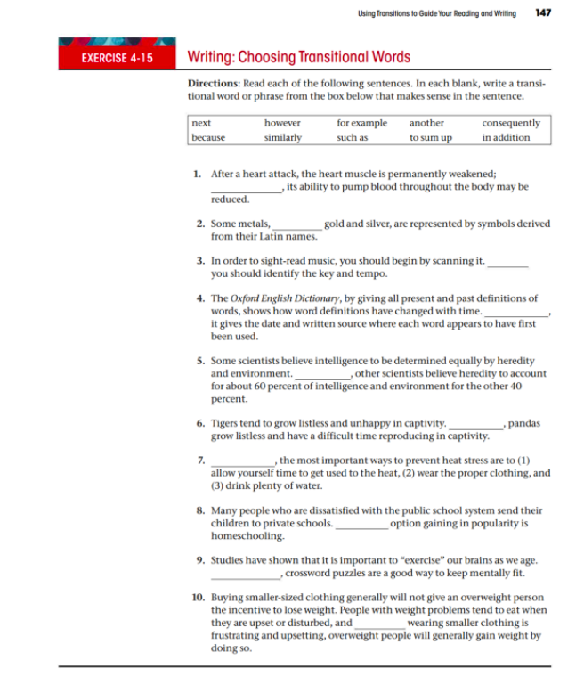 Solved Using Transitions to Guide Your Reading and Writing