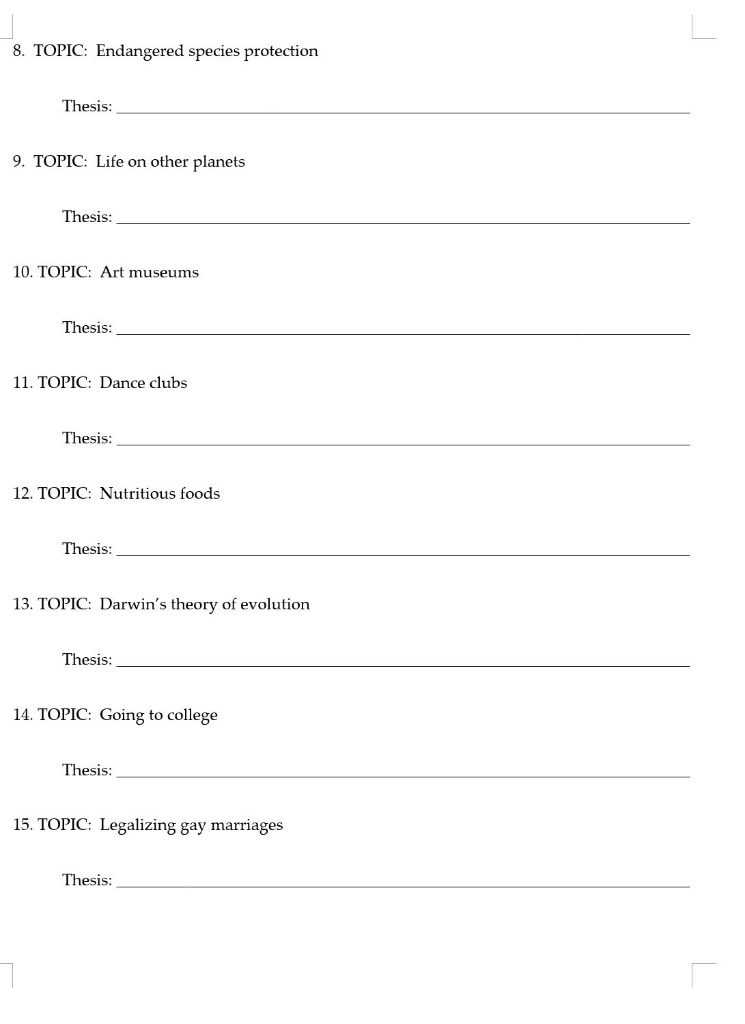 write a thesis statement on the following topics brainly