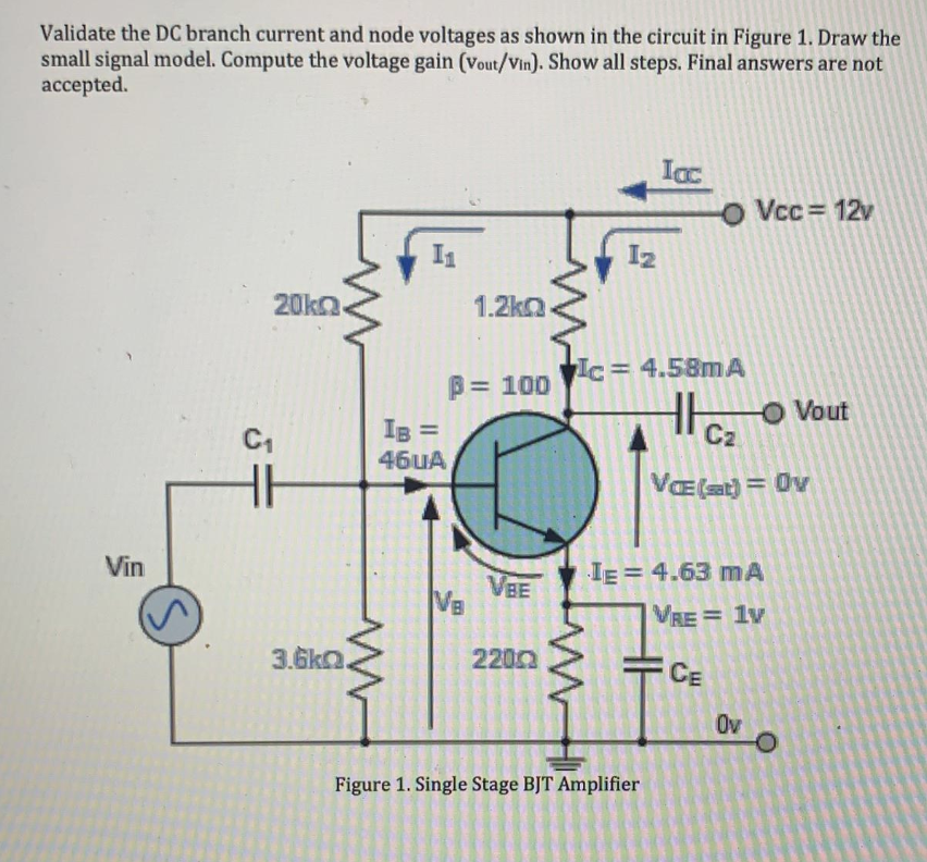 Solved Validate the DC branch current and node voltages as | Chegg.com