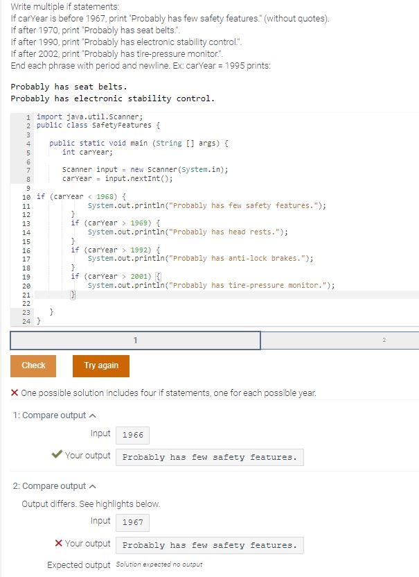 Solved write multiple if statements if caryear is before chegg
