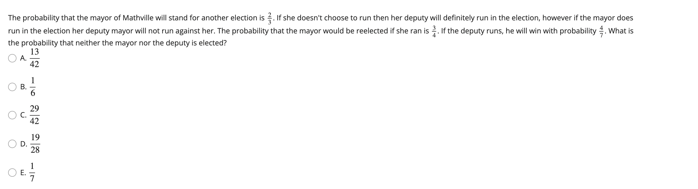 Solved The probability that the mayor of Mathville will | Chegg.com
